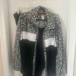 Ruby Rd. Black and White Patterned Bomber Jacket